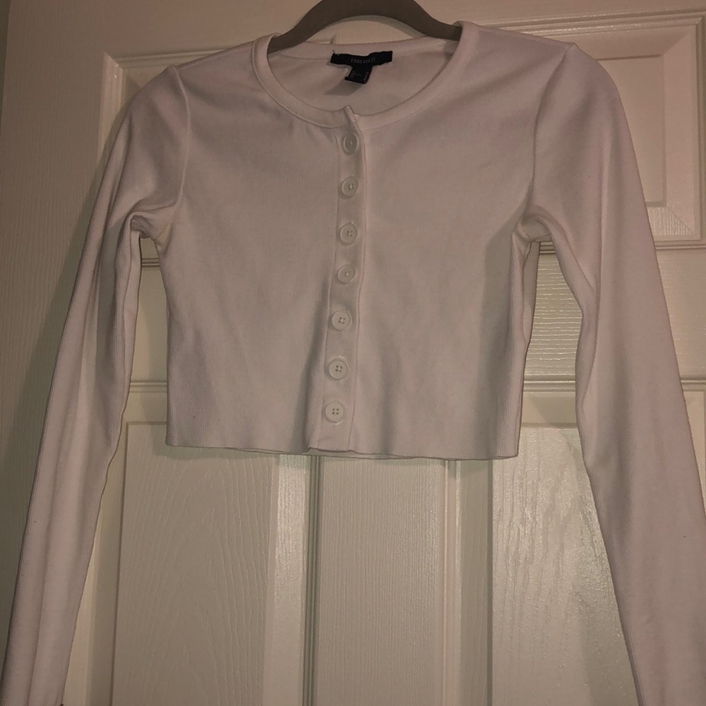 White Cropped Cardigan
